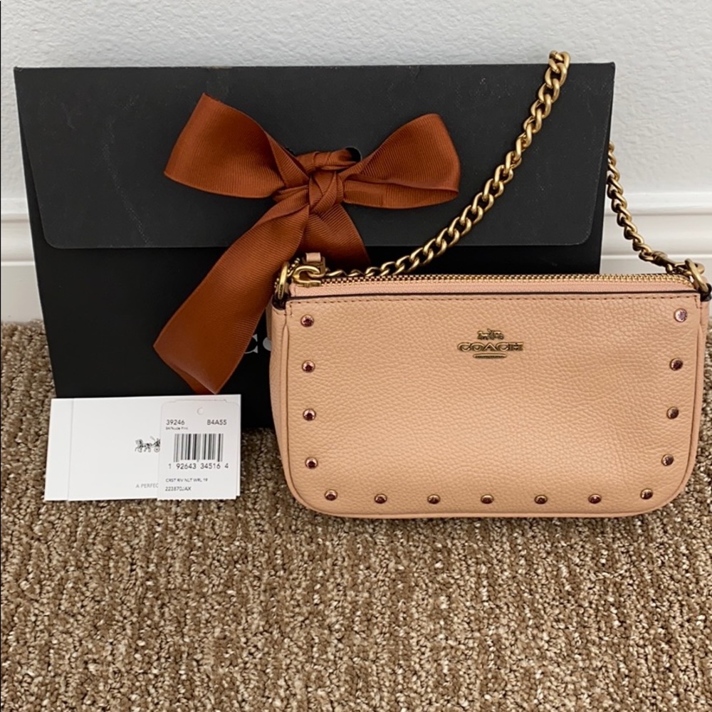 Coach Clutch With Crystal Rivets